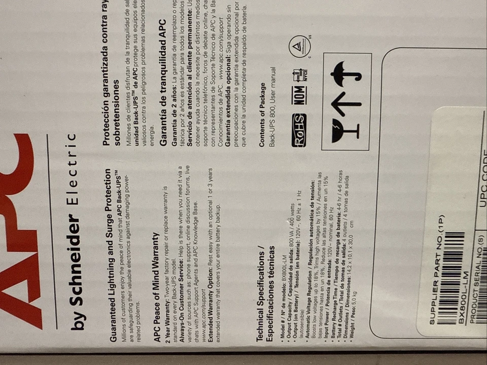 APC BACK UP Battery 800VA 400w 4 Outlets BX800L-LM - Image 4 of 4