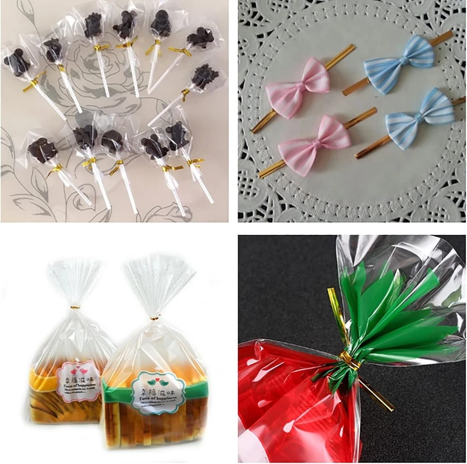 Paquete de 600 lazos metálicos torcidos para sándwich congelador de alimentos bolsa de celofán dulce lazo de alambre Foto 3 de 4