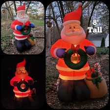 Holiday Christmas Lighted SANTA CLAUS 8ft Tall Yard Decoration 2004 Vintage RARE