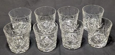 Edinburgh Glenshee Cut Crystal 8 Old Fashioned Whiskey Glasses MINT 