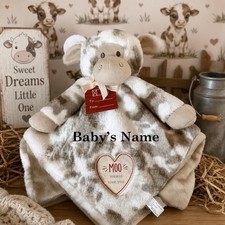 Baby Cow Security Blanket  Rattle, Shower Gift, Lovey, Newborn Infant