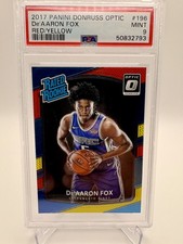 DE'AARON FOX #196 2017 PANINI DONRUSS OPTIC RED/YELLOW ROOKIE RC PSA 9