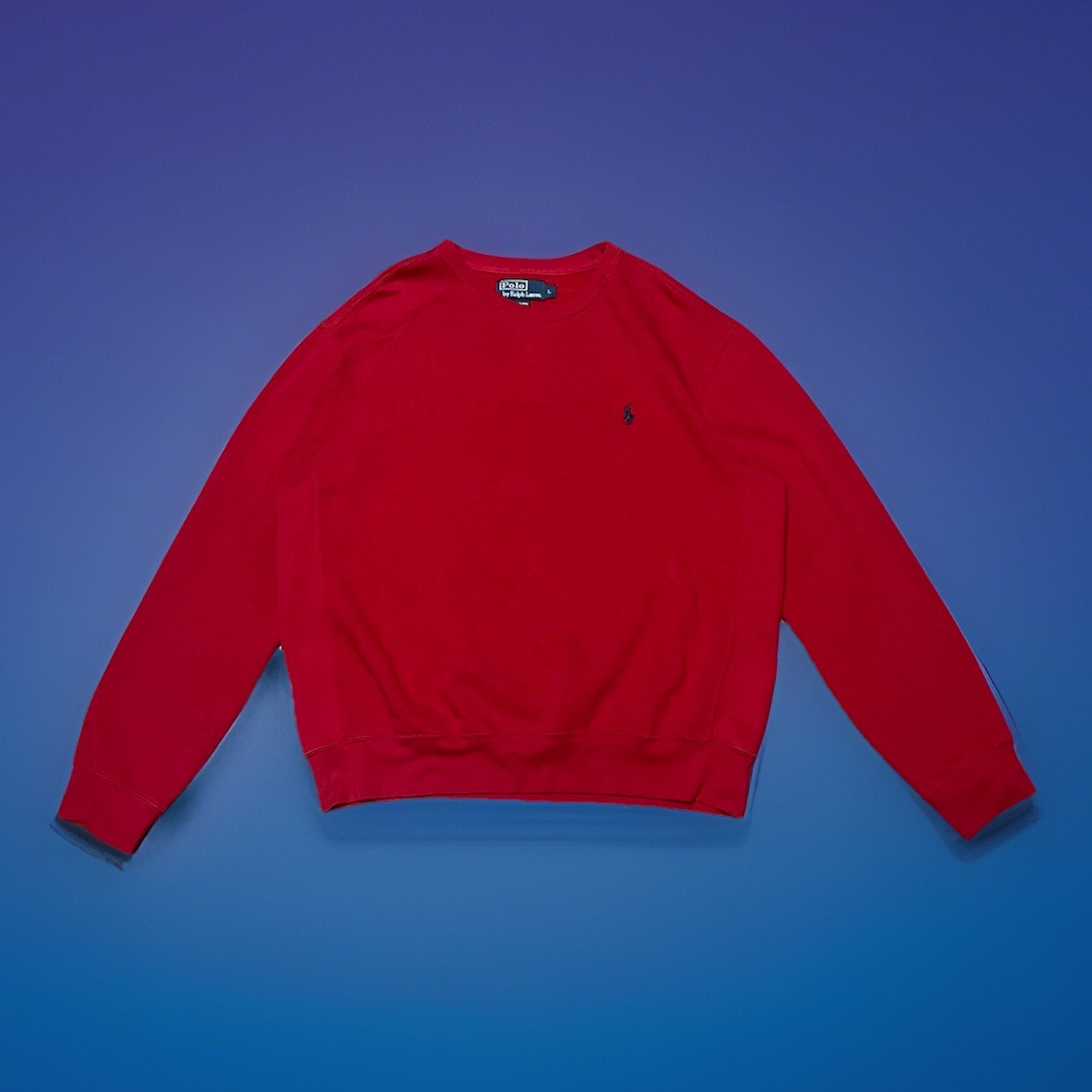 VINTAGE Polo Ralph Lauren felpa girocollo uomo grande rosso pony nero anni 90