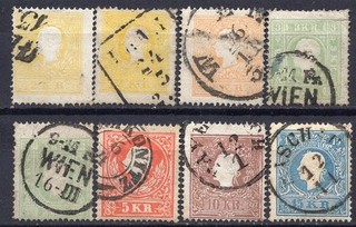 Alt Österreich 1858 10IIa b c12a b 13 15 Type II gestempelt Top Lot! Ank. 870.