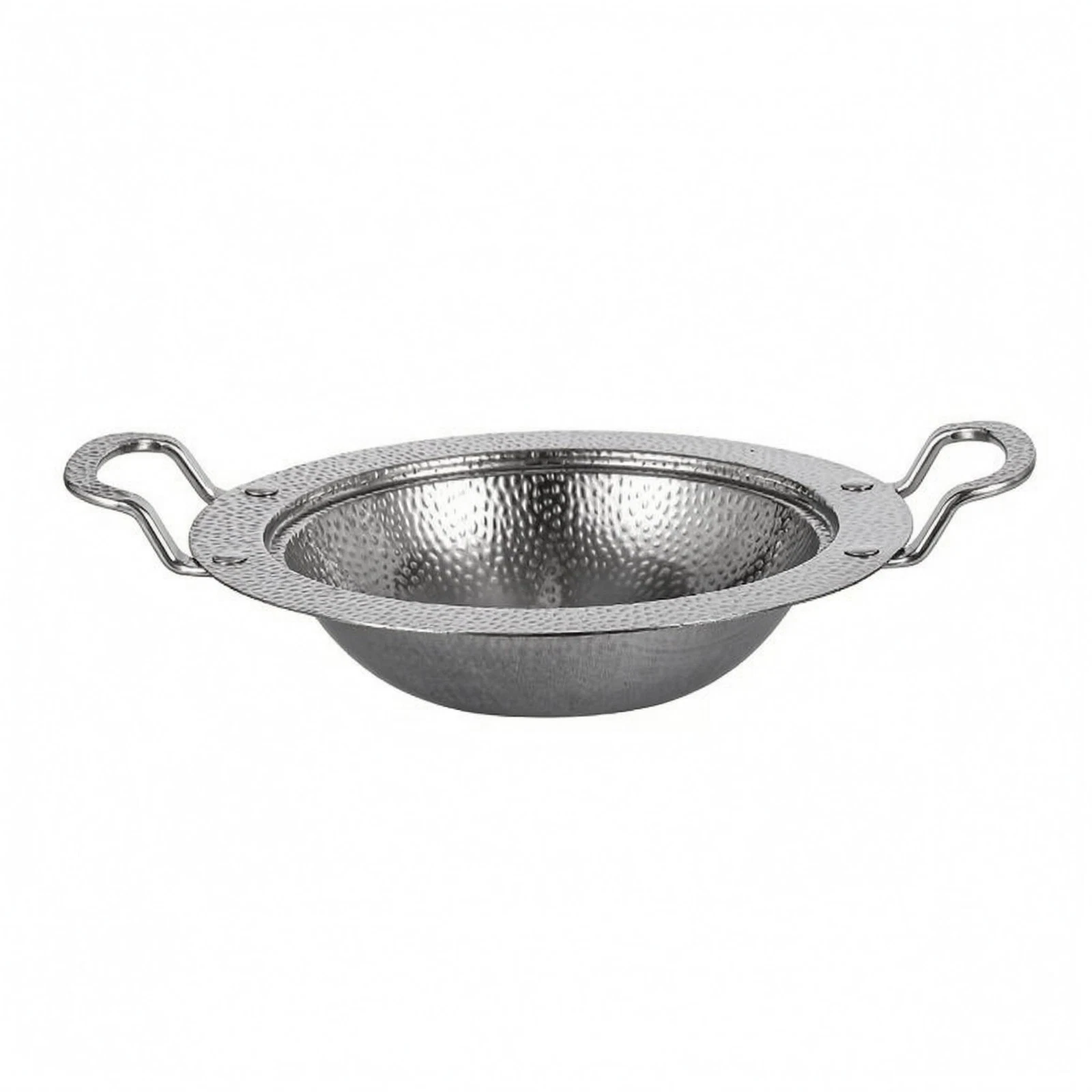 Round Stainless Steel Serving Pan One-Piece Construction Cookware Side Handles