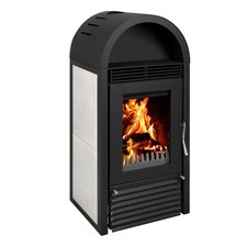 Kaminofen wasserführend Marbella hellgrau 18 kW Stahl A Holzverbrennung