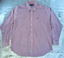 Polo Ralph Lauren Shirt Mens Sz XL Blake Long Sleeve Pencil Striped Pony Preppy