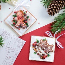 Abris Art Holiday Baking Ornament Bead Embroidery Kit