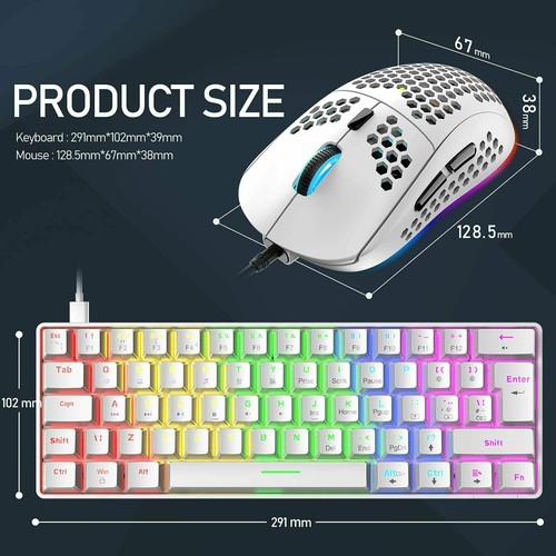 Mini 62 Keys Gaming Keyboard Mouse Set Wired RGB Rainbow Backlit Mechanical PS4 - Picture 8 of 19