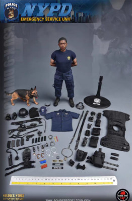 SS101 1/6 New York Police W/ K-9 Police Dog Action Figure