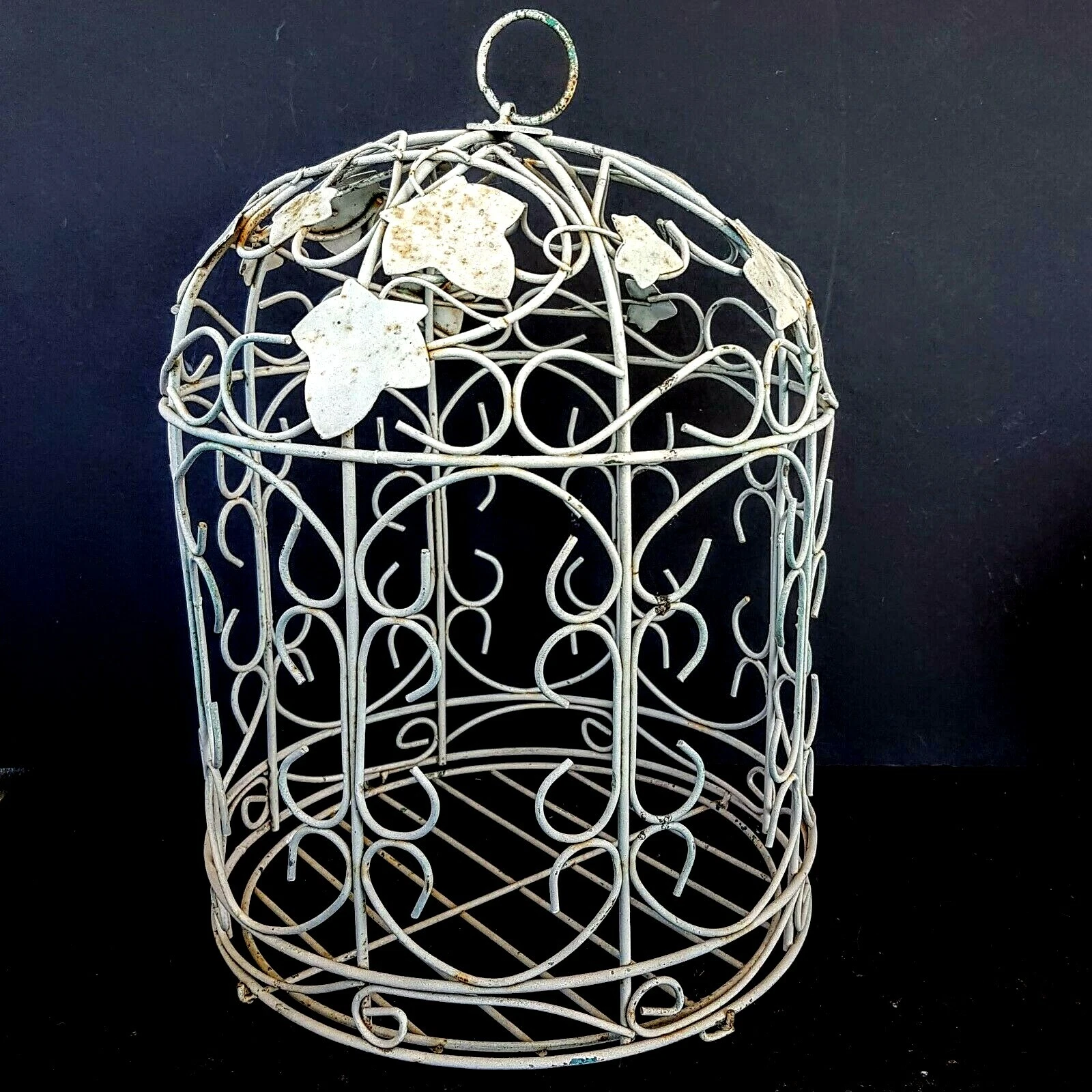 Bird Cage 12" Decorative Metal Ivy Distressed Paint Primitive Farmhouse Decor