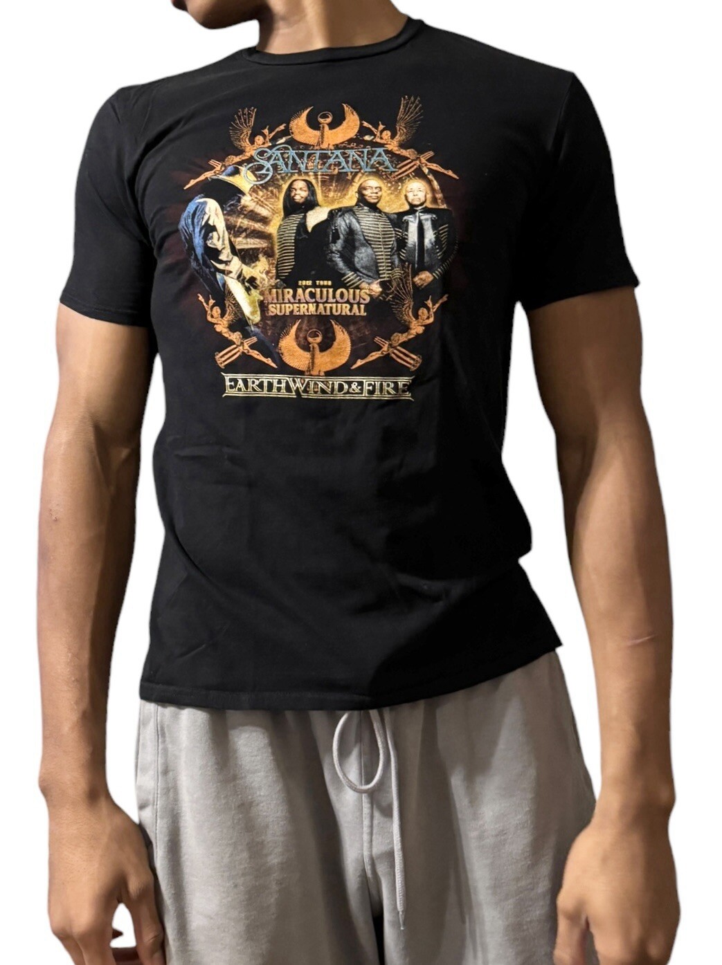 Santana Shirt Adult Large Earth Wind Fire Miraculous Supernatural Music Tour Tee