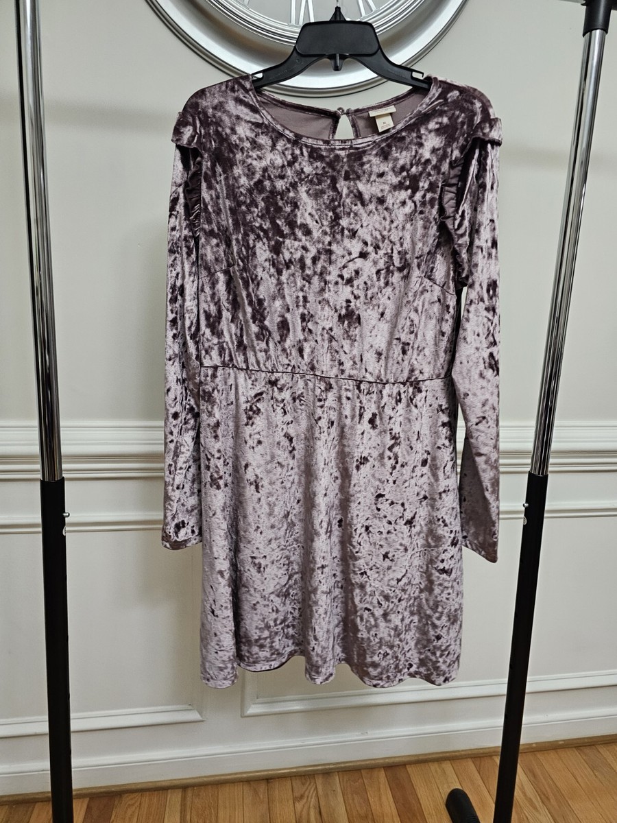 mossimo long sleeve dress Mossimo Women Velvet Purple Long Sleeve XL Whimsy Dress Velvet Feel Y2K