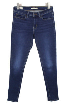 Levi's 711 Skinny Premium Big E Jeans Damen W28/L30 Whiskers Zip Dunkel Stretch