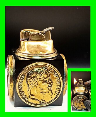 Unique Vintage Evans Bakelite 4 Sided Napoleon The III Table Lighter - Working 