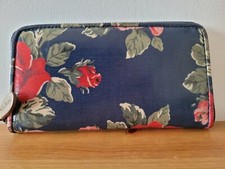 Cath Kidston Large Blue Floral Oil Cloth Zip Around Purse Wallet