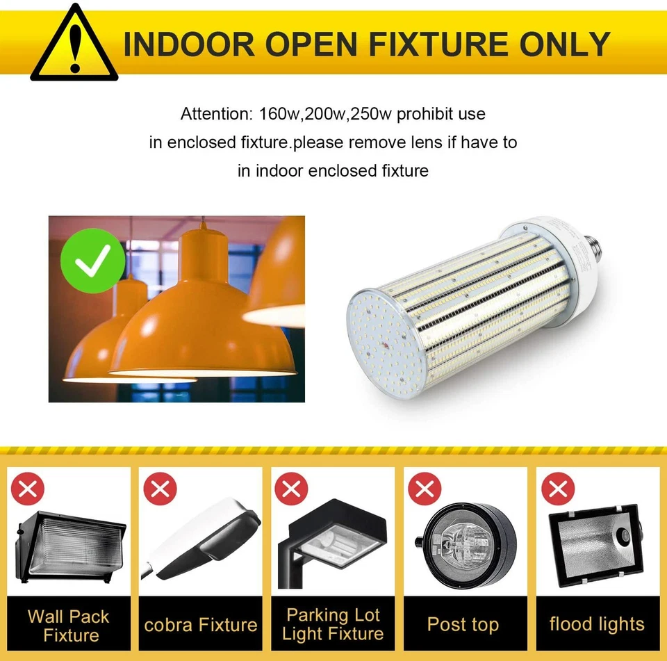 LED Corn Cob Light 250 Watt 36000LM 1000W Metal Halide E39 Mogul Base 6000K Bulb - Image 2 of 4