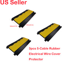3PCS 5-Cable Rubber Electrical Wire Protector Wire Cover Ramp Snake Cord Vehicle