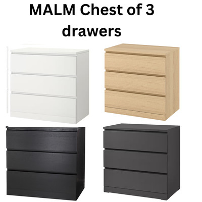 IKEA MALM Kommode 3 Schubladen weiß 80x78 cm Schlafzimmer Aufbewahrung BRANDNEU