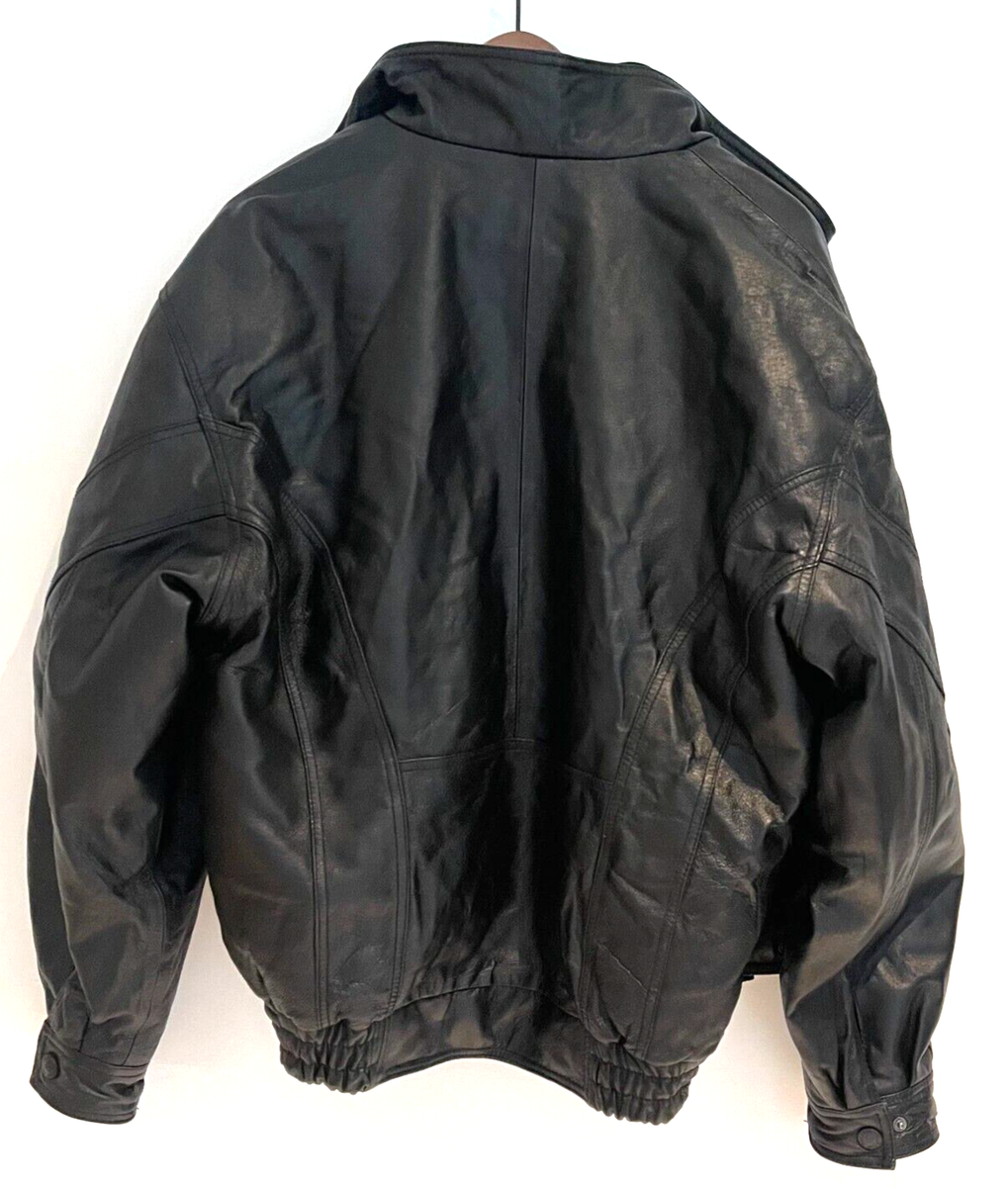 Pelle Cuir Leather Men Black Full Zip Inside Snap Button Up Pelle Cuir Leather Men Black Full Zip Inside Snap Button Up