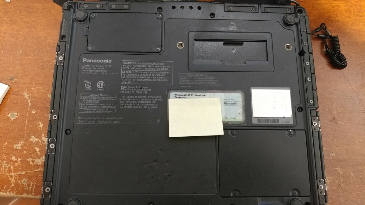 Panasonic ToughBook CF-19 Core 2 Duo U2400 @1.06GHz, 2GB RAM Panasonic ToughBook CF-19 Core 2 Duo U2400 @1.06GHz, 2GB RAM