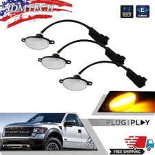 Clear Lens 12-SMD Amber LED Front Grille Running Lights For Ford F-150 Raptor 