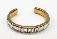 C Wonder Christian Siriano Gold Tone Baguette Crystal Rhinestone Cuff Bracelet