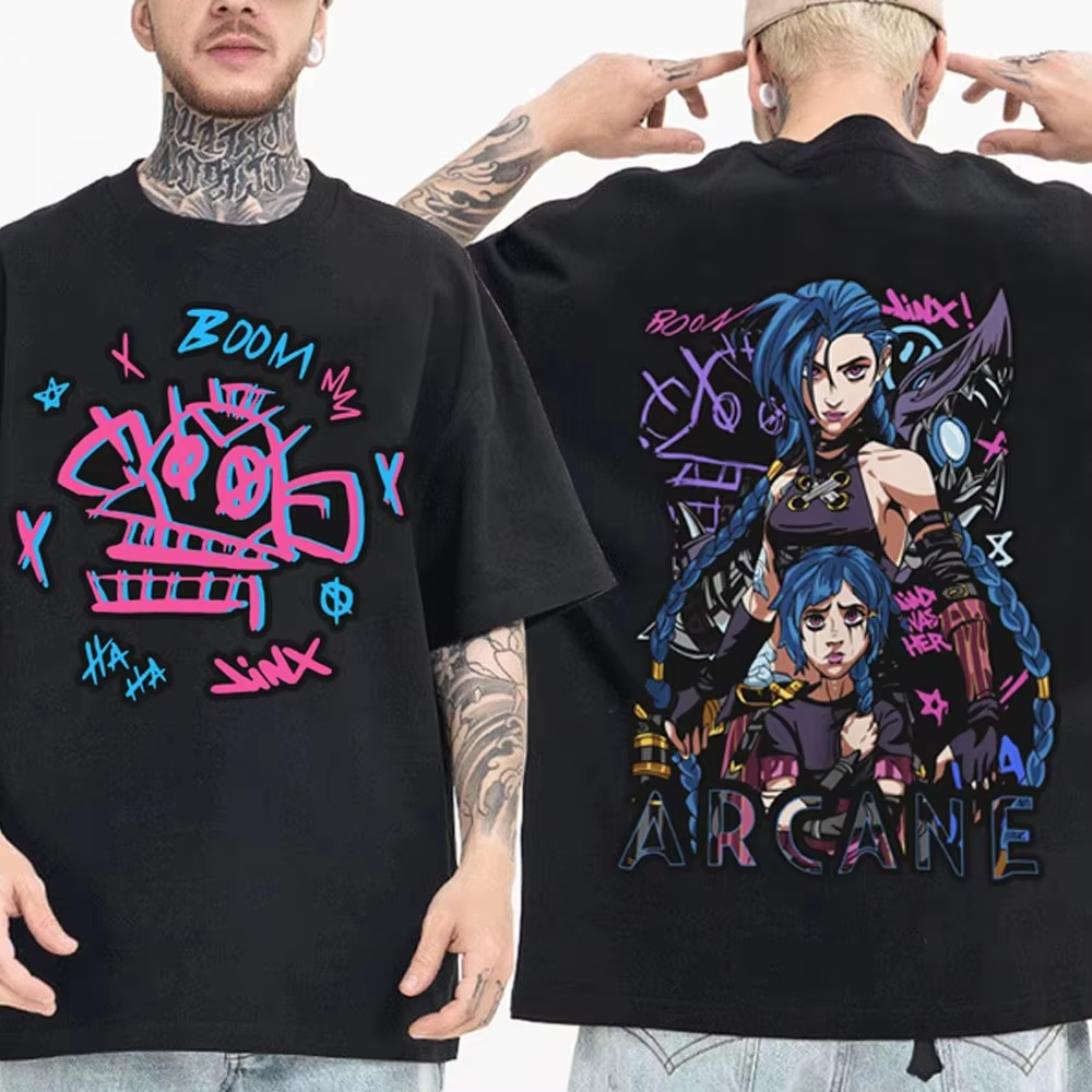 Jinx Arcane Unisex League of Legend Monkey T-shirt Anime P87167