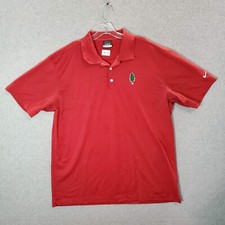 Nike Golf Men Polo Shirt XL Red Dri Fit Swoosh Logo Short Sleeve Collar Pullover
