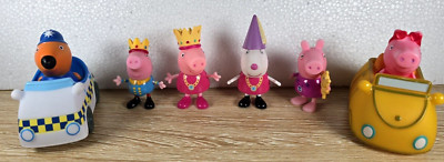 Lot of 6 Peppa Pig Suzy Sheep, Peppa Pig Princess, George Figures Buggy/Vehicles