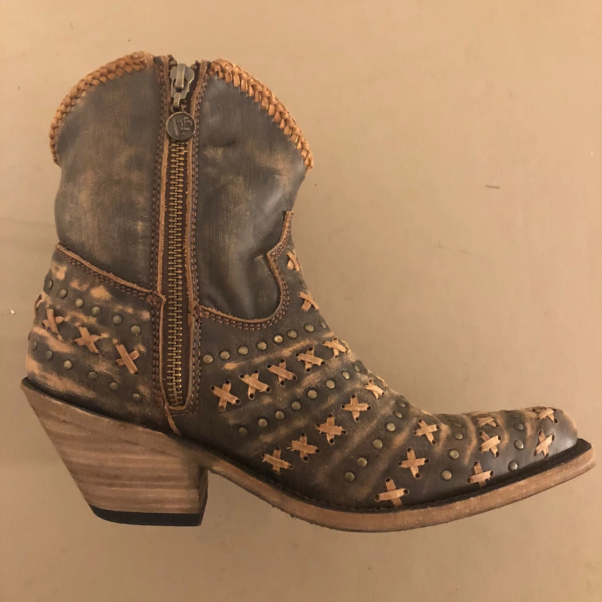 RARE🔥 sz 7 Liberty Black CANELA Western Leather Ankle Short Boot Cowboy  Bootie | eBay