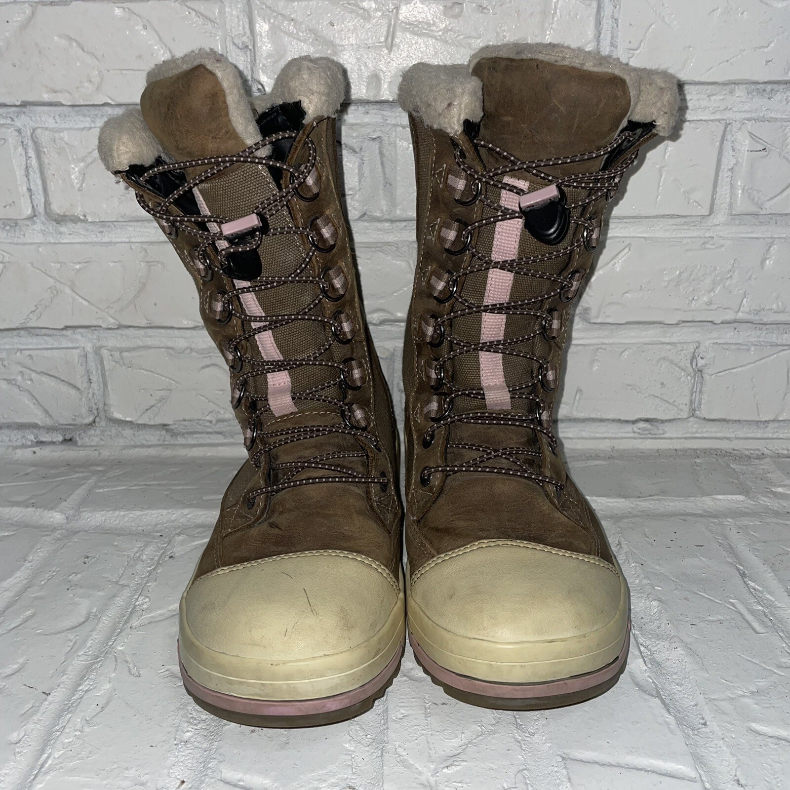 Keen Snow Rover linea donna stivali impermeabili marroni in tela e pelle taglia 7 5