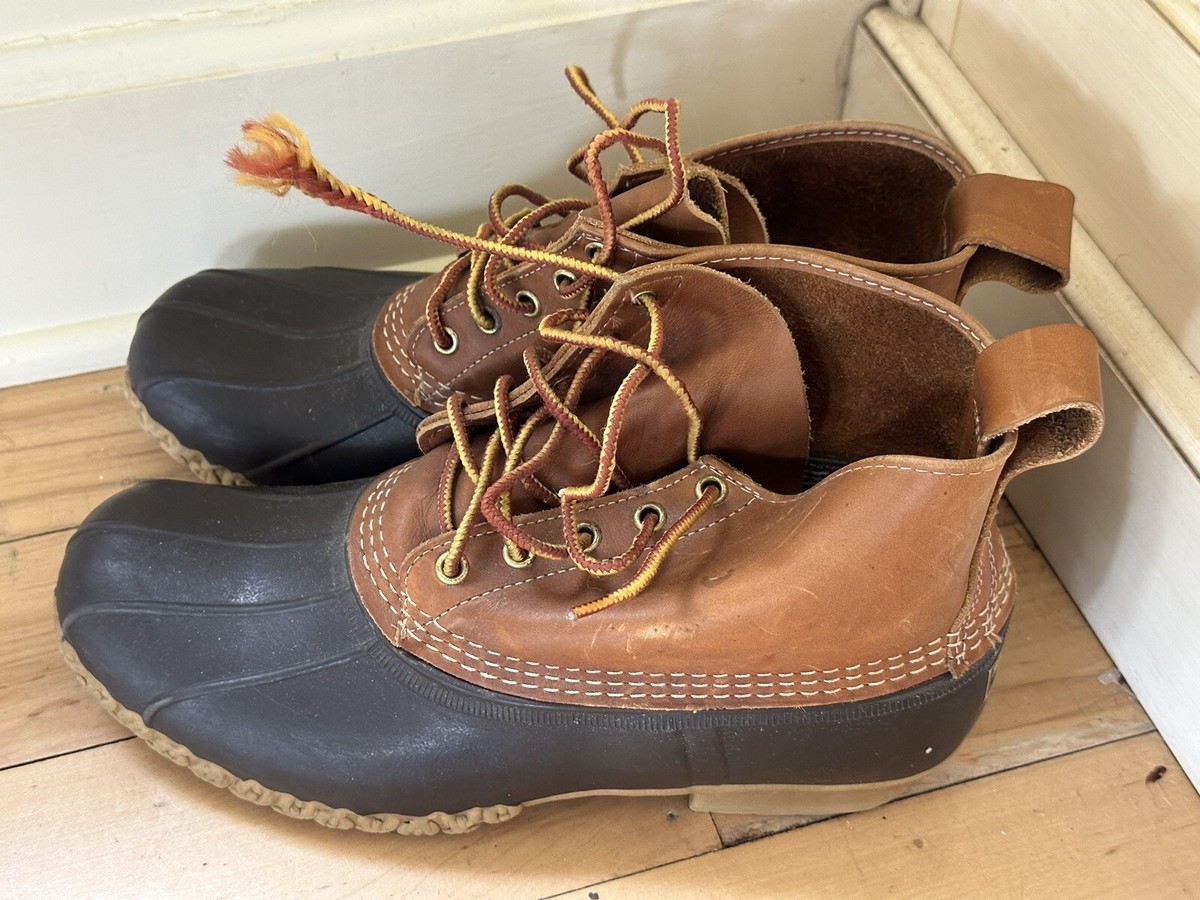 Original LL Bean Waterproof Duck Boots Made in Maine Tan/Brown Men