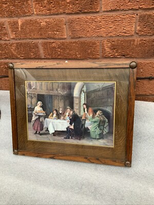 FABELHAFTER VINTAGE HOLZRAHMEN MIT SCHÖNEM ALTEN DRUCK