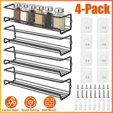 4 Pack Kitchen Spice Rack Organizer Storage Shelf Cabinet Jar Holder Wall Mount