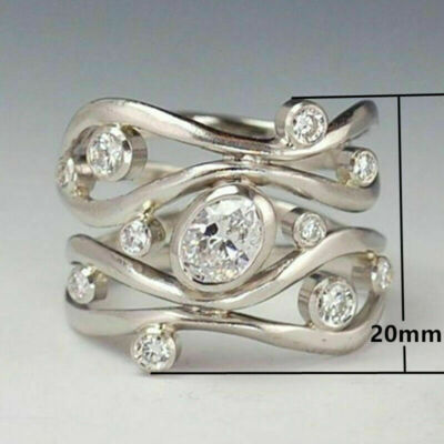 Women Gorgeous 925 Silver Plated Ring Cubic Zircon Engagement Jewelry Sz 6-10