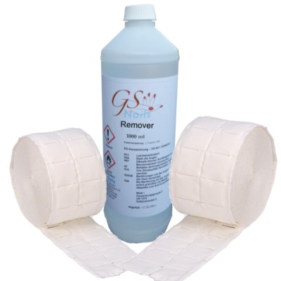 1 L GS-Nails Remover + 1000 Zelletten für Gellack, Shellack und UV-Soak-Off-Gel 