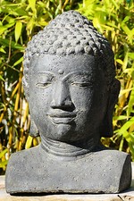 Buddha Kopf  Indonesien Lavastein Skulptur Statue Feng Shui Garten Dekoration