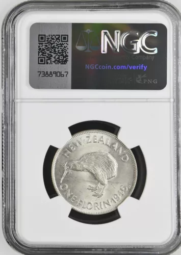 New Zealand - 1946 - Florin - KM10 - NGC MS63 - 6863982-022