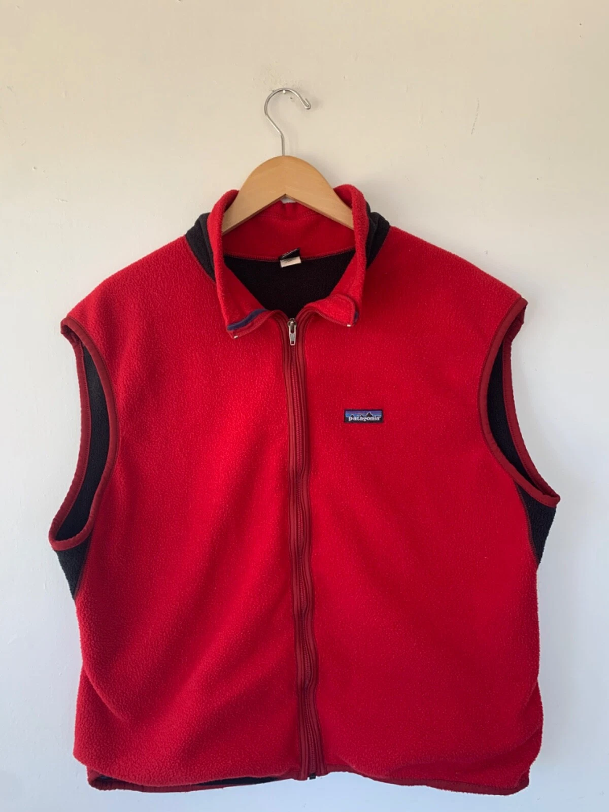 Patagonia Vest Mens Xl Vintage Red Full Zip Back Pocket Outdoor