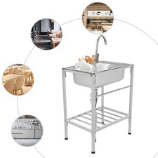 Kitchen Sink Stainless Steel Single Sink Kitchen 1 Basin Sink Faucet Restaurant