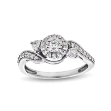 0.25Ct Round Cut Moissanite Miracle Bypass Engagement Ring 14k White Gold Plated