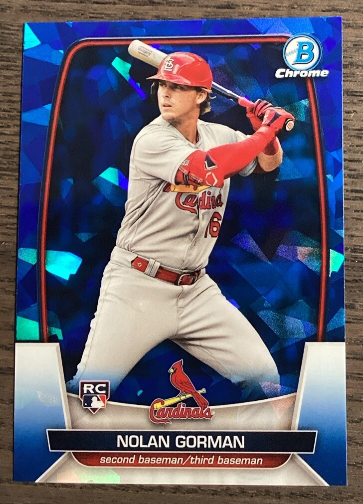 2023 Bowman Chrome Sapphire Nolan Gorman #48 Rookie Card! St. Louis Cardinals!