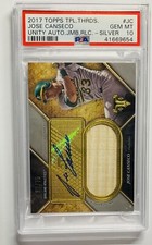 2017 Topps Triple Threads Jose Canseco POP 1 Autograph 67/75 Jumbo Bat PSA 10