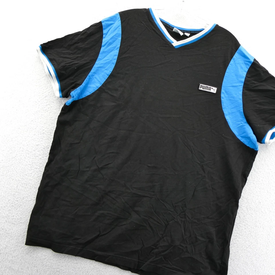 Camisa Puma Para Hombres 2XL Negra Cuello en V Preppy Deporte Atlético Gimnasio Deporte Fútbol Camiseta XXL Foto 2 de 4