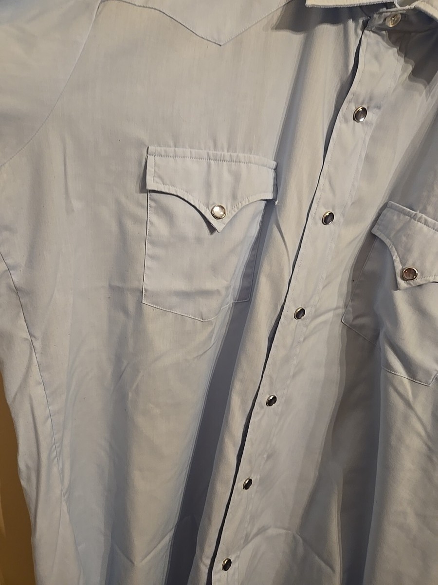 H Bar C Shirt Mens 16/16 1/2 Large Blue Button Up L/S Western Long