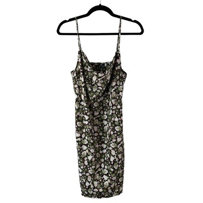 New Vero Moda Cowl Neck Floral Mini Dress Green Black Size Small 
