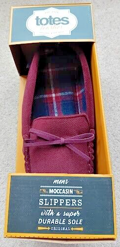 SAOLA Pantofole mocassino da uomo in memory foam resistente suola vino 8 9 (M) nuove in scatola