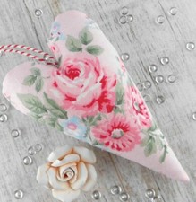 Tilda Stoffherzen Rosen aus Greengate Stoff / Herz aus Stoff / Dekoherz 