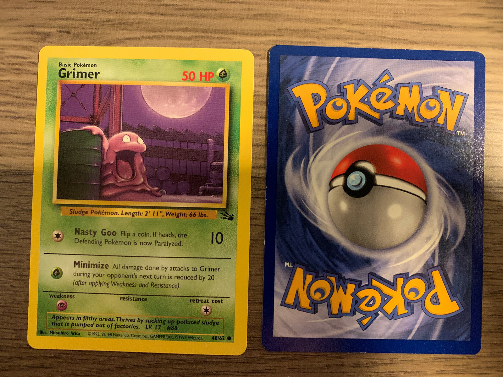 Pokemon Card From Fossil Set Common Card - Grimer (48/62) Never Played